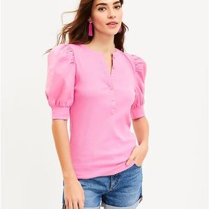 Loft multi media puffed sleeve top size L